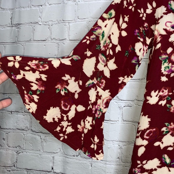 UMGEE Flirty Floral Burgundy Mini Dress Women's S - Picture 4 of 7